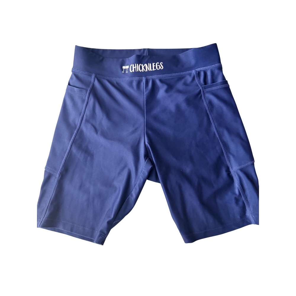 ChicknLegs Mens Running Compression Shorts Blue Side Pockets XS
